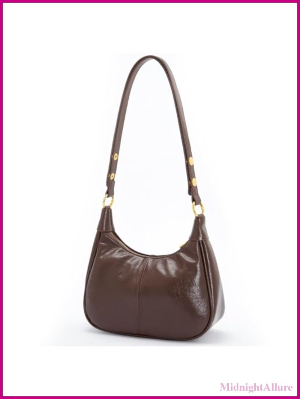 Small Hobo Shoulder Bag Soft Vegan Leather Crescent Purse Adjustable Strap